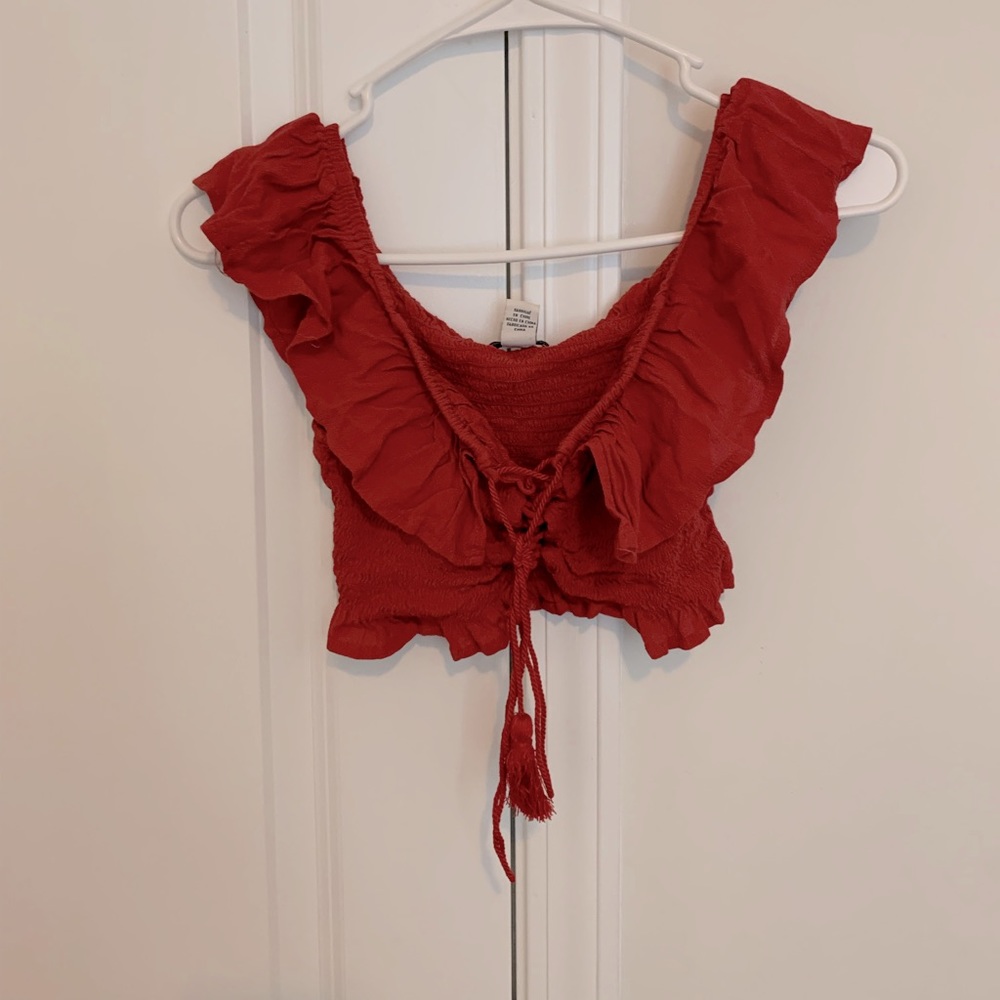 Reddish Orange crop top size small with tie string